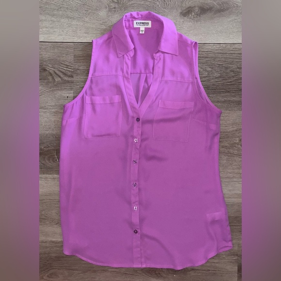 Express Vibrant Purple Sleeveless Portofino Blouse - Picture 1 of 5